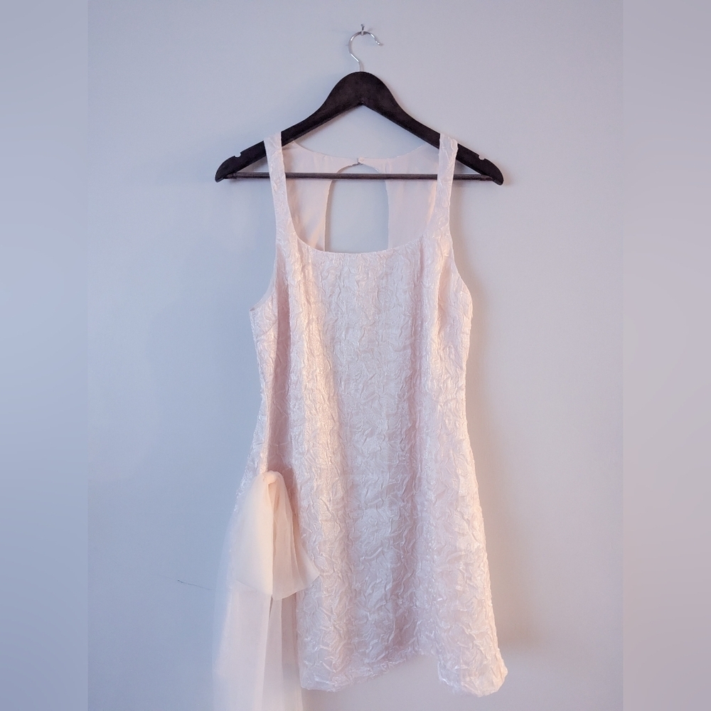 NWT For Love And Lemons Blush Crinkle Satin Mini Dress - Picture 2 of 8